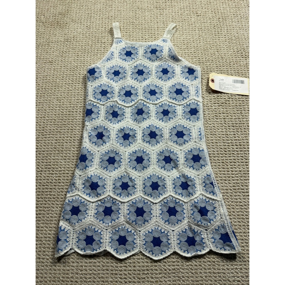 Rare Edition Kids‎ Crotche Dress Girl Size 10 Blue Floral Soft Chic Boho Peasant